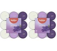 Bolsius - 18 Velas de té Aromáticas - Lavanda - Duración de quema de 3,5 horas - Diámetro 38 mm - Extractos Naturales - Contiene Cera Vegana - Sin Aceite de Palma (Paquete de 2)