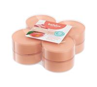 Bolsius 8 velas de té maxi fragancia, melocotón, larga duración de combustión de 8 horas, vela de interior, extractos naturales, cera vegana, sin aceite de palma