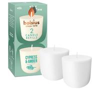 Bolsius - CleanLight recarga - Ciprés & Ámbar - Vela Perfumada Recargable - 2 Piezas - Duración de Combustión 24 Horas - Contiene Cera Vegetal Natural - Concepto Sostenible