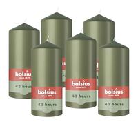 Bolsius - Essentials - vela de columna lisa - verde oliva - 13 cm - Velas decorativas - Contiene cera vegetal natural - Sin aceite de palma