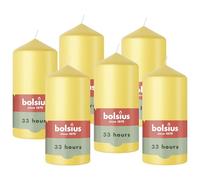 Bolsius - Essentials - Vela de pilar lisa - Amarilla - 12 cm - 6 piezas - Velas decorativas - Contiene cera vegetal natural - Sin aceite de palma
