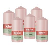 Bolsius - Essentials - Vela de pilar lisa - Rosa claro - 12 cm - 6 piezas - Velas decorativas - Contiene cera vegetal natural - Sin aceite de palma