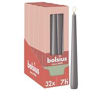 Bolsius Essentials - Velas de punta lisa - Antracita - 24,5 cm - 32 unidades - Velas decorativas - Sin aceite de palma