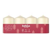 Bolsius - Juego de 4 velas de pilar lisas - Color marfil - 60 x 40 mm - Velas decorativas - Larga duración - Sin perfume - Con cera vegetal natural - Sin aceite de palma