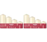 Bolsius - Juego de 4 velas de pilar lisas - marfil - Varios tamaños 12-10-8-6 cm - Ø48mm - Velas decorativas - Largo tiempo de combustión - Sin perfume - Con cera vegetal natural (Paquete de 2)