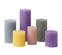 Bolsius - Juego de 6 velas rústicas de pilar - Memphis - Velas decorativas para el hogar - Tiempo de combustión - sin perfume - Cera vegetal natural - sin aceite de palma