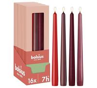 Bolsius - Juego de velas lisas puntiagudas - Rojo - Velas decorativas para el hogar - Con cera vegetal natural - Sin aceite de palma