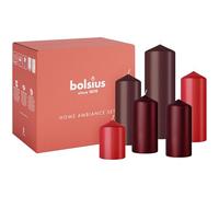 Bolsius - Juego de velas - Rojo - 6 velas - Velas decorativas - Contiene cera vegetal natural - Sin aceite de palma