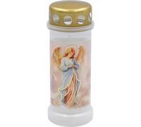 Bolsius - Lámpara para tumba n.º 6 + tapa - Ángel - 70H - 12 piezas - Vela de luto y conmemorativa para exteriores - Sin aceite de palma
