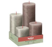 Bolsius - Rustic 4 packs - Champán y Topo - Pack de 4 - Velas Decorativas para el Hogar - Hechas con Cera Vegetal Natural - Sin Aceite de Palma - Sin Perfume