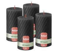 Bolsius Rustic Pillar Candles - Acanaladas - Antracita - Set de 4 - 13 cm - Velas Decorativas para el Hogar - Hechas con Cera Natural de Origen Vegetal - Sin Aceite de Palma