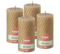 Bolsius Rustic Pillar Candles - Acanaladas - Beige - Set de 4 - 13 cm - Velas Decorativas para el Hogar - Hechas con Cera Natural de Origen Vegetal - Sin Aceite de Palma