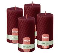 Bolsius Rustic Pillar Candles - Acanaladas - Rojo - Set de 4 - 13 cm - Velas Decorativas para el Hogar - Hechas con Cera Natural de Origen Vegetal - Sin Aceite de Palma