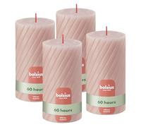 Bolsius Rustic Pillar Candles - Acanaladas - Rosa Claro - Set de 4 - 13 cm - Velas Decorativas para el Hogar - Hechas con Cera Natural de Origen Vegetal - Sin Aceite de Palma