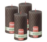 Bolsius Rustic Pillar Candles - Acanaladas - Topo - Set de 4 - 13 cm - Velas Decorativas para el Hogar - Hechas con Cera Natural de Origen Vegetal - Sin Aceite de Palma