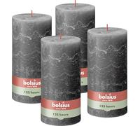 Bolsius - Rustik Vela XXL - antracita - 4 unidades - 20 x 10 cm - Velas decorativas para el hogar - Duración de combustión 125 horas - sin perfumar - Cera vegetal natural - Sin aceite de palma