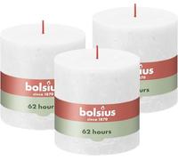 Bolsius - Rustik Vela XXL - Blanco - 3 unidades - 10 x 10 cm - Velas decorativas para el hogar - Duración de combustión 62 horas - sin perfumar - Cera vegetal natural - Sin aceite de palma