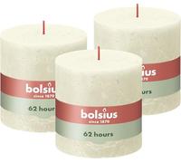 Bolsius - Rustik Vela XXL - perla suave - 3 unidades - 10 x 10 cm - Velas decorativas para el hogar - Duración de combustión 62 horas - sin perfumar - Cera vegetal natural - Sin aceite de palma
