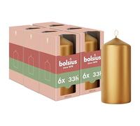 Bolsius - Special Essentials - Velas Cilíndricas Lisas - Set de 6 - Dorado Metálico - 12 cm - Velas Decorativas - Fabricadas con Cera Natural de Origen Vegetal - Sin Aceite de Palma