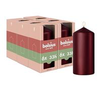 Bolsius - Special Essentials - Velas Cilíndricas Lisas - Set de 6 - Rojo Metálico - 12 cm - Velas Decorativas - Fabricadas con Cera Natural de Origen Vegetal - Sin Aceite de Palma