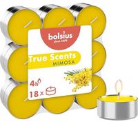 Bolsius True Scents - 18 velas de té - Mimosa - Tiempo de combustión 4 horas - Decoración de interiores - Extractos naturales - con cera vegana natural