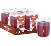 Bolsius - True Scents - Granada - Rojo - Lote de 4 Velas Perfumadas - 9,7 x 8,5 cm - Duración de combustión: 45 horas - Con extractos naturales - Cera vegetal natural - Sin aceite de palma