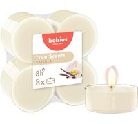Bolsius - True Scents Tealights Perfumados - Fragancia Vanilla - Juego de 8 piezas - Color caramelo - Larga duración de 8 horas - Extractos naturales - diámetro 57 mm - Cera - Sin humo