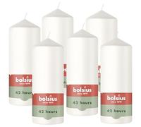 Bolsius - Vela cilíndrica lisa - Blanco - 15 cm - 6 unidades - Velas decorativas - Contiene cera natural de origen vegetal - sin aceite de palma.
