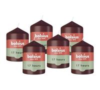 Bolsius - Vela cilíndrica lisa - Burdeos - 8 cm - 6 unidades - Velas decorativas - Contiene cera natural de origen vegetal - sin aceite de palma.