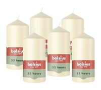 Bolsius - Vela cilíndrica lisa - Marfil - 12 cm - 6 unidades - Velas decorativas - Contiene cera natural de origen vegetal - sin aceite de palma.