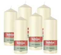 Bolsius - Vela cilíndrica lisa - Marfil - 15 cm - 6 unidades - Velas decorativas - Contiene cera natural de origen vegetal - sin aceite de palma.