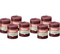 Bolsius Vela de pilar rústica, color rojo oscuro, 8 x 7 cm (paquete de 8)