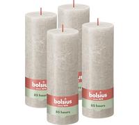 Bolsius Velas rústicas Shine 4 unidades gris arena 190x68 mm