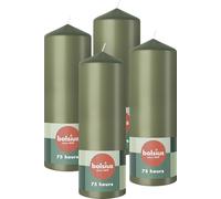 Bolsius - Vela de pilar - Verde - Paquete de 4 velas - 20 x 7 cm - Velas decorativas para el hogar - Larga duración de combustión de 75 horas - Sin perfume - Cera vegana natural - Sin aceite de palma