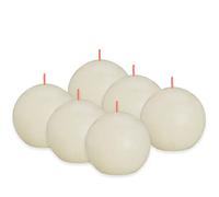 Bolsius - Vela esférica rústica - Marfil - Juego de 6 velas decorativas - Longitud de la combustión 25 horas - sin perfume - Cera vegetal natural - Sin aceite de palma - diámetro 7,6 cm