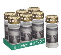 Bolsius - Vela para tumba - Blanco - 6 unidades - Con diseño - Montaña - Sin perfume - Tiempo de combustión 120 horas
