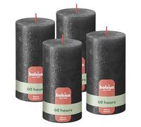 Bolsius - Vela rústica - antracita - metálico - 13 cm - 4 unidades - velas decorativas - contienen cera vegetal natural - sin aceite de palma