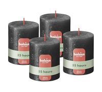 Bolsius - Vela rústica - antracita - metálico - 8 cm - 4 unidades - velas decorativas - contienen cera vegetal natural - sin aceite de palma