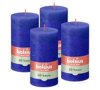 Bolsius - Vela rústica - Azul - 13 cm - 4 unidades - Velas decorativas - Sin aceite de palma - Con cera vegetal natural