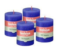 Bolsius - Vela rústica - Azul - 8 cm - 4 unidades - Velas decorativas - Sin aceite de palma - Con cera vegetal natural
