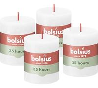 Bolsius Vela rústica de pilar - Blanco nublado - Paquete de 4 - Combustión de 35 horas - Vela doméstica - Decoración de interiores - Sin perfume - Cera vegana natural - Sin aceite de palme - Valentin