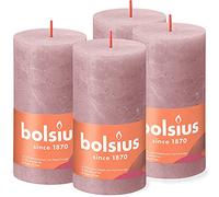 BOLSIUS - Vela rústica de pilar, color rosa viejo, 13 cm, paquete de 4 unidades, antigoteo, velas sin aroma