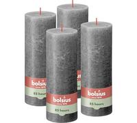 Bolsius Velas rústicas Shine 4 unidades gris tormentoso 190x68 mm