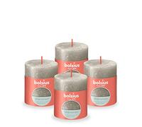 Bolsius Vela rústica de pilar - Plata champán brillante - Paquete de 4 - Tiempo de combustión de 35 horas - Decoración de interiores - sin perfume - Incluye cera vegana natural - sin aceite de palma -