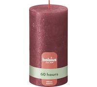 Bolsius - Vela Rústica de Pilar - Rojo Brillante - 4 Unidades - 19 x 7cm - Duración de Combustión: 85 horas - Sin Perfume - Cera Vegana Natural - Sin Aceite de Palma