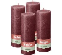 Bolsius Velas rústicas Shine 4 unidades rojo terciopelo 190x68 mm