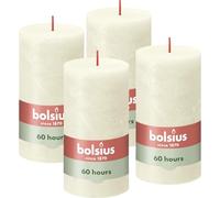 Bolsius Vela rústica en forma de pilar, color crema, 4 unidades, larga duración de combustión de 60 horas, vela doméstica, decoración de interiores, sin perfume, cera vegana natural, sin aceite de