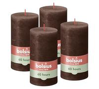 Bolsius - Vela rústica - Marrón - 13 cm - 4 unidades - Velas decorativas - Sin aceite de palma - Con cera vegetal natural
