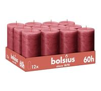 Bolsius - Vela rústica - Rojo - 12 unidades - 13 cm - Velas decorativas - Contiene cera vegetal natural - Sin aceite de palma