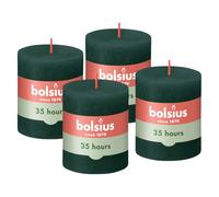 Bolsius - Vela rústica - Verde - 8 cm - 4 unidades - Velas decorativas - Sin aceite de palma - Con cera vegetal natural